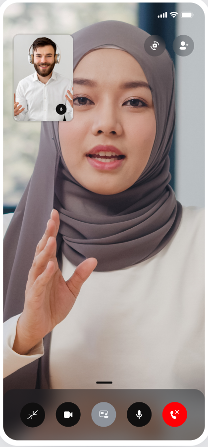 Mobile user in video call